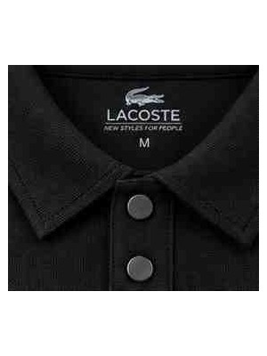 Lacoste  Polo   Çıtçıt    Kapama  Dar  Kesim Uzun Kol Siyah