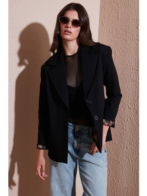 Lela Kruvaze Yaka Desenli Astar Detaylı Blazer Ceket Kadın Ceket 6523001