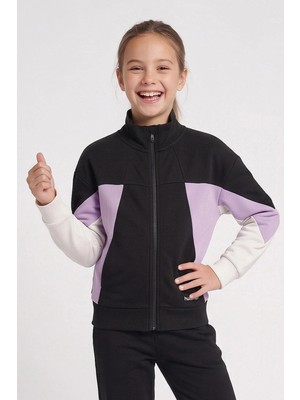 Hummel Renk Bloklu Pamuklu Dik Yaka Fermuarlı Sweat Kız Çocuk Sweat 922566
