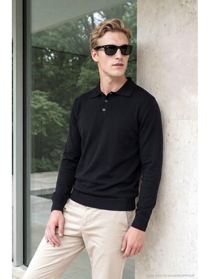 Buratti Pamuklu Regular Fit Düğmeli Uzun Kollu Polo Erkek Polo 7024733