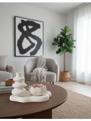 Ferdali 3\'lü Bohem Vazo, Lotus Mum ve Bulut Tabak
