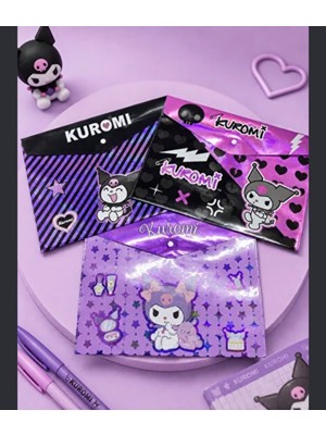 Cg Kids Kuromi Desenli Çıtçıtlı Okul Dosya - Mor Siyah Karışık