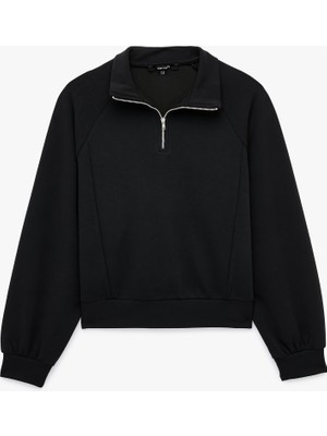 Koton Modal Kumaş Regular Fit Uzun Kollu Dik Yaka Yarım Fermuarlı Sweatshirt