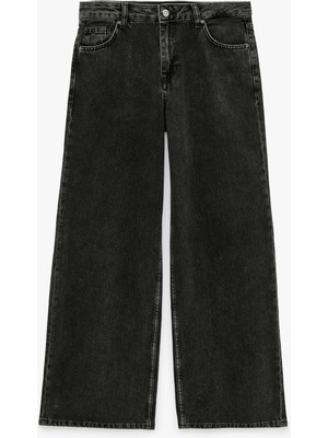 Koton Düşük Bel Cepli Bol Kesim Düz Paça Pamuklu Denim Pantolon - Loose Straight Fit Jean