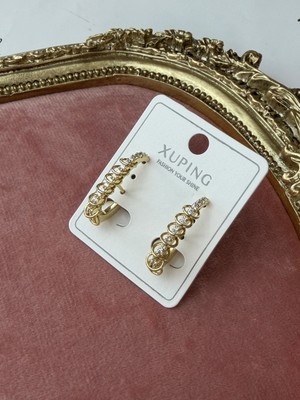 Xuping Jewelry Xuping Zirkon Taşlı Gold Renk Modern Halka Küpe