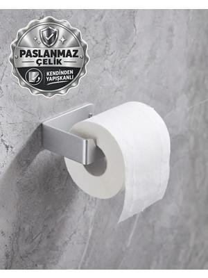 Bert Kendinden Yapışkanlı Krom Renk Metal Tuvalet Kağıtlığı Delmeden Montaj Wc Kağıt Tutacağı