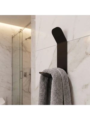 Bert 3’lü Kendinden Yapışkanlı Siyah Metal Havlu Askısı Banyo Duvar Askılığı Delmeden Montaj