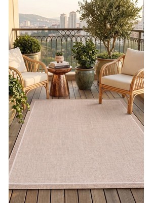 Halını Al Dekorenti Siena 3701 Krem Sisal Halı – Çerçeveli Mutfak Halısı