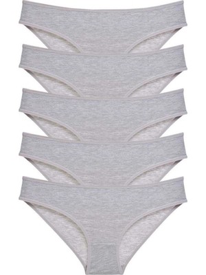 Pileli Store 5 Adet Süper Eko Set Likralı Kadın Slip Külot Gri