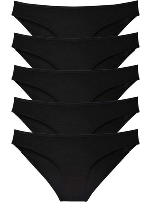 Pileli Store 5 Adet Süper Eko Set Likralı Kadın Slip Külot Siyah