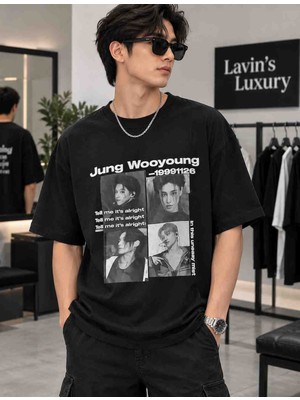 Belirtilmemiş 🖤 Jung Wooyoung Baskılı Oversize Tişört Unisex