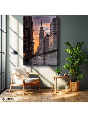 Holda Props Cam Tablo New York Empire State Şehir Mimari Tablo Duvar Dekorasyonu