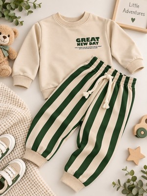 Poyraz Kids Çizgi Desen Pijamalı Erkek Çocuk 2'li Takım