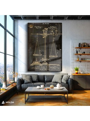 Holda Props Cam Tablo Terazi Patent Çizimi Teknik Tablo Duvar Dekorasyonu