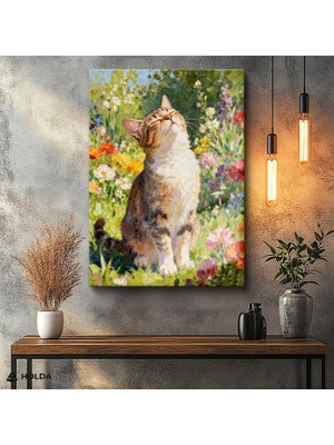 Holda Props Cam Tablo Çiçekli Bahçe Kedi Hayvan Tablosu Duvar Dekorasyonu