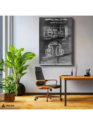 Holda Props Cam Tablo Kulaklık Patent Çizimi Teknik Çizim Tablo Duvar Dekorasyonu
