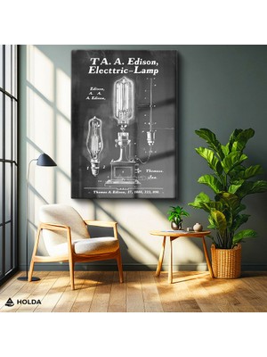 Holda Props Cam Tablo Edison Ampul Patent Bilim Tablosu Duvar Dekorasyonu