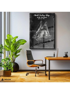 Holda Props Cam Tablo Yelkenli Gemisi Patent Çizim Tablosu Duvar Dekorasyonu