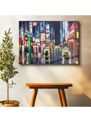 Holda Props Cam Tablo New York Sokakları Şehir Mimari Temalı Tablo Duvar Dekorasyonu