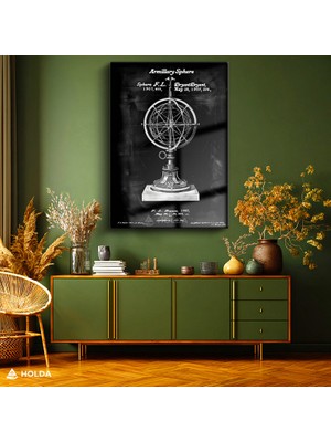 Holda Props Cam Tablo Armillary Sphere Patent Bilim Tablosu Duvar Dekorasyonu