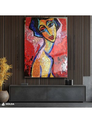 Holda Props Cam Tablo Mozaik Kadın Soyut Sanat Tablosu Duvar Dekorasyonu