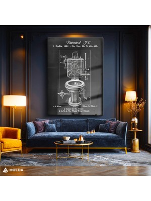 Holda Props Cam Tablo Tuvalet Patent Teknik Çizim Retro Tablo Duvar Dekorasyonu