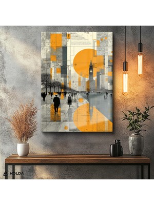 Holda Props Cam Tablo Londra Saat Kulesi Soyut Şehir Mimari Tablo Duvar Dekorasyonu