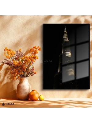 Holda Props Cam Tablo Burj Khalifa Şehir Mimari Tablo Duvar Dekorasyonu