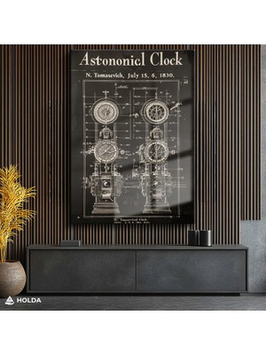 Holda Props Cam Tablo Astronomik Saat Teknik Çizim Tablo Duvar Dekorasyonu