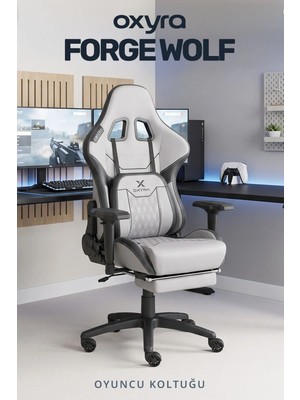 Oxyra Forge Wolf Premium Terletmez Deri | Hafızalı Boyun ve Bel Yastıkları | 4d Kolçak | Yatar Mekanizma | Gaming Oyuncu Koltuğu