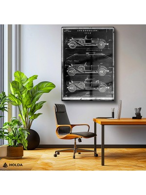 Holda Props Cam Tablo Klasik Otomobil Patent Çizimi Taşıt Tablosu Duvar Dekorasyonu