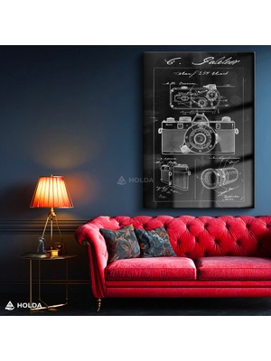 Holda Props Cam Tablo Fotoğraf Makinesi Patent Teknik Çizim Tablosu Duvar Dekorasyonu