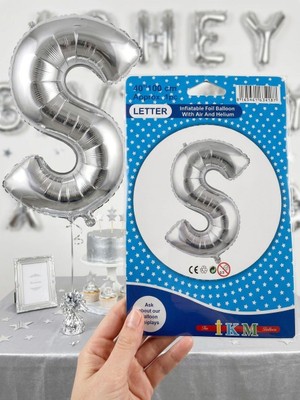 Belirtilmemiş 40" Gümüş (Silver) Harf Folyo Balon – S Harfi