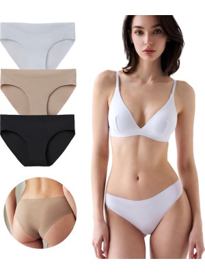 Yohannes Club Kadın, Lazer Kesim Dikişsiz Bikini Slip, 3'lü ve 6'lı Renk Seçenekleri, Iz Yapmaz Kumaş