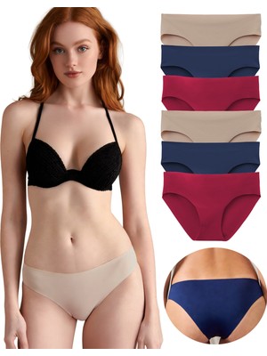 Yohannes Club Kadın, Lazer Kesim Dikişsiz Bikini Slip, 3'lü ve 6'lı Renk Seçenekleri, Iz Yapmaz Kumaş