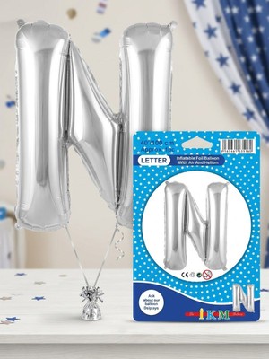Belirtilmemiş 40" Gümüş (Silver) Harf Folyo Balon – N Harfi