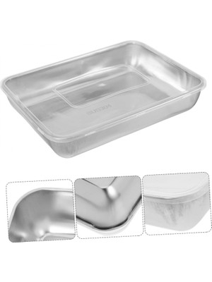 Pileli Store Çok Amaçlı Paslanmaz Çelik Fırın ve Saklama Kabı 25 x 20 x 5 cm