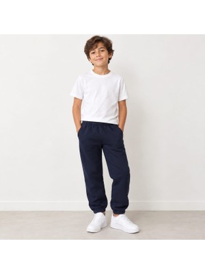 Pio Kids Çocuk Siyah Içi Şardonlu Kışlık Basic Lastilk Bel ve Paça Eşofman Altı