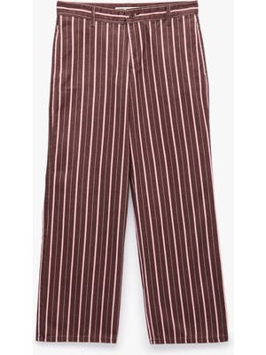 Koton Beş Cepli Rahat Kalıp Pamuklu Düz Paça Çizgili Baggy Pantolon - Baggy Jeans