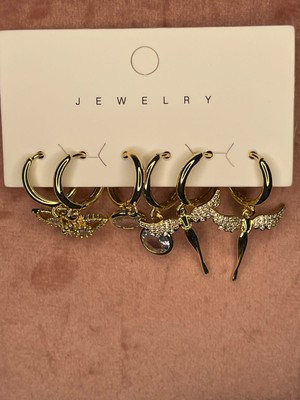 Solenya Gold Renk 6'lı Set Küpe