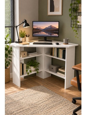Sulorahome Köşe Çalışma Masası Beyaz
