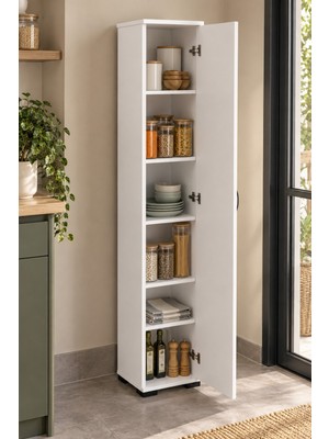 Sulorahome Çok Amaçlı Beyaz Kiler Dolabı 30 cm Genişlik