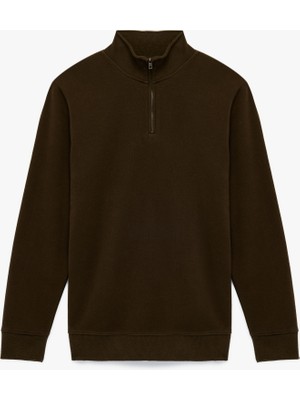 Koton Uzun Kollu Yarım Fermuarlı Sweatshirt