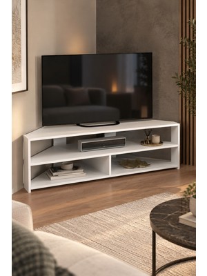 Sulorahome Beyaz Köşe Tv Ünitesi 140 cm