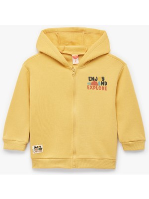 Koton Baskılı Uzun Kollu Şardonlu Fermuarlı Kapşonlu Sweatshirt