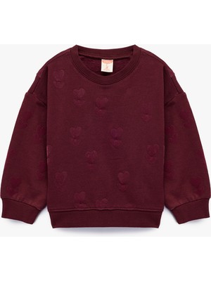 Koton Kalp Desenli Şardonlu Uzun Kollu Bisiklet Yaka Pamuklu Sweatshirt