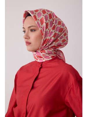 Belli Geometrik Desen %100 Twill Ipek Eşarp BE08-80