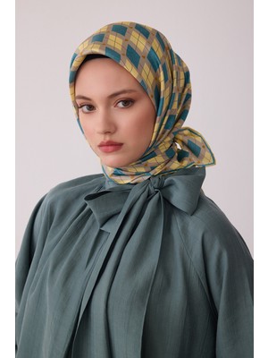 Belli Geometrik Desen %100 Twill Ipek Eşarp BE08-86