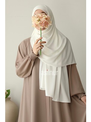 Asilnur Elif Büyük Boy Şal 70X220 Ekru