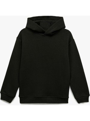 Koton Pamuklu Uzun Kollu Kapşonlu Şardonlu Oversize Okul Sweatshirt